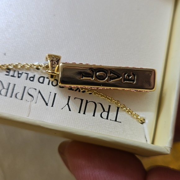 Truly Inspired Love & Harmony Pink Crystal 14K Gold Plated Necklace - Picture 4 of 6